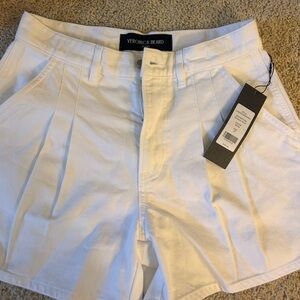 Veronica Beard White Pleated Jean Shorts